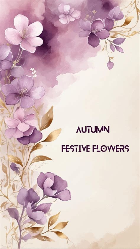 Premium Vector | Purple violet color flowers with golden leaves on a ...