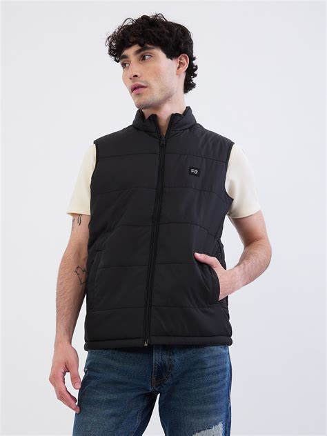 Men Jet Black Straight Fit Casual Jackets