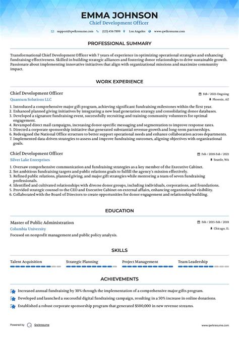 10+ Chief Development Officer Resume Samples & Templates for 2025