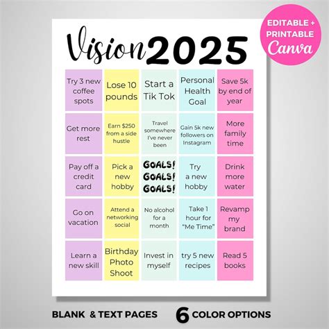 Buy Vision Board Template Vision Board Bingo Vision Board Kit Vision ...
