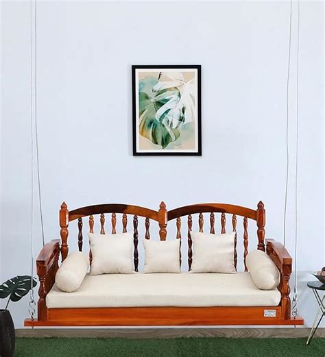 AD Planet Solid Wood 2 Seater Rope Swing Chair | Wooden Hammock Swing ...