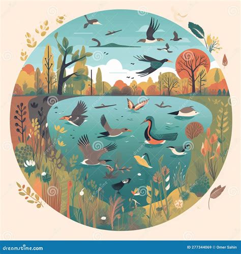 Water and Biodiversity - Image of a Wetland or River Ecosystem Teeming ...