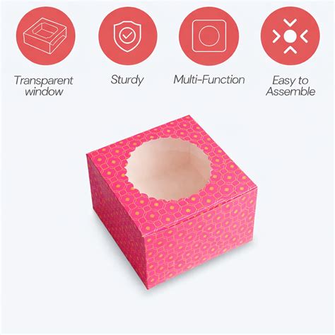 Festive Pink : Cake Box for half kg-8x8x5 inch– impressioncart