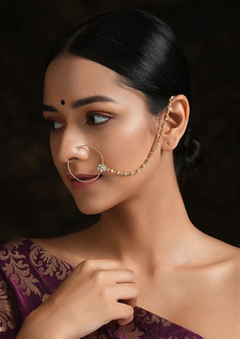 Delicate Kundan Clip-On Flower Nath With Kundan String – Vamika Silver ...