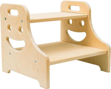 Amazon.com: Wooden Toddler Step Stool -Two Step Wooden Step Stools for Kids with Handles, Sturdy ...