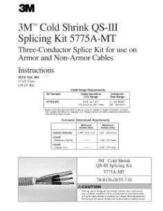 3M™ Cold Shrink QS-III 3/C Armored or Non-Armored Cable Splice Kits ...