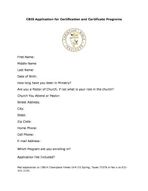 Fillable Online christianbibleinstitute CBIS Application for ...