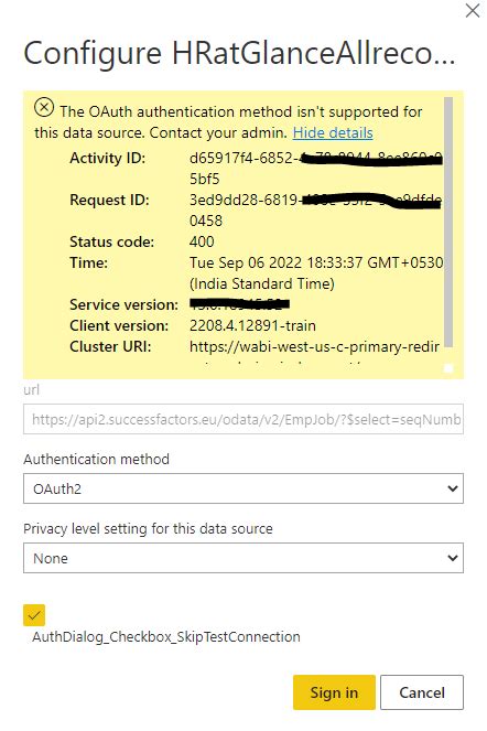 SuccessFactors to Power BI - Connection error - Microsoft Fabric Community