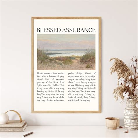 Blessed Assurance Lyrics Hymn Print Canvas Poster Modern Minimalist ...
