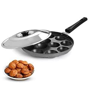 Buy AADHIK Non-Stick 12 Cavity Appam Patra Paniyarakkal One Side Handle ...