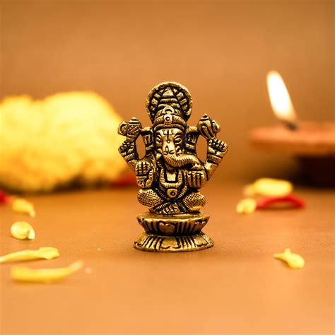 Buy Ekhasa 100% Pure Brass Ganesha Idol (Size: 5.5 cm) | Pital Ganesh ...