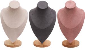 DispJewel Jewellery Bust Stand with Wooden Base Necklace Display Stand ...