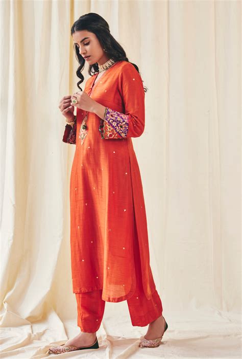 Orange Gota Paisley Meera Kurta Set