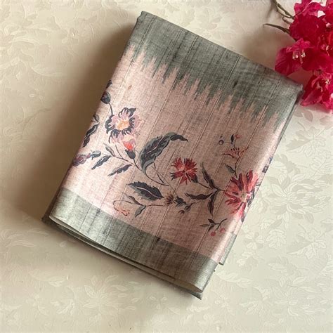 Sage Green Dusty Rose Floral Pallu Printed Border Tassel Saree – NAVARASAM