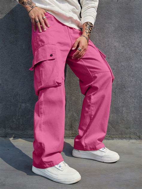 Manfinity EMRG Pantalones De Carga Holgados Para Hombre Con Solapa Y ...