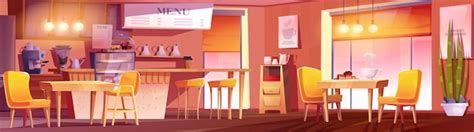 Cozy restaurant interior with coffee and bakery | Free Vector