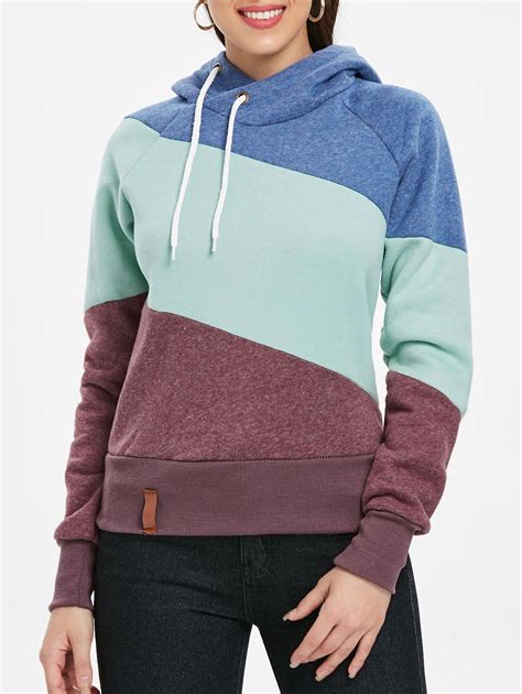 [25% OFF] Casual Color Block Long Sleeves Hoodie For Women | Rosegal