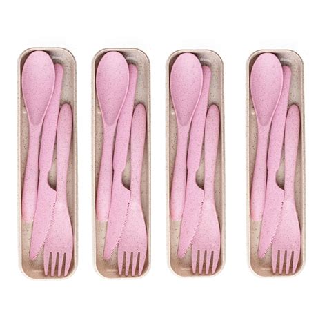 IRIDA NATURALS Unbreakable Wheat Straw Cutlery Set - Set of 4 (Plush ...
