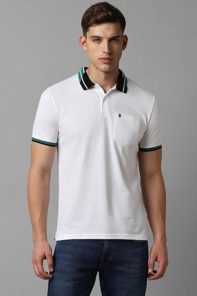 Buy Men White Solid Polo Neck T-shirt Online - 929056 | Louis Philippe