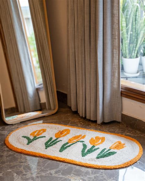 Atrangi Studio Whistling Flowers Tufted Floor Mat | Floor Mats