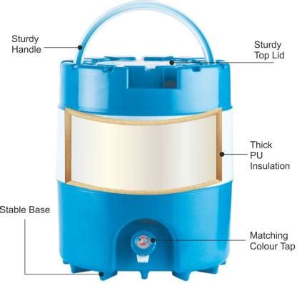 FABLE 12L Thermo Insulated Cool jug Chilled Water Camper Jar Insulated ...