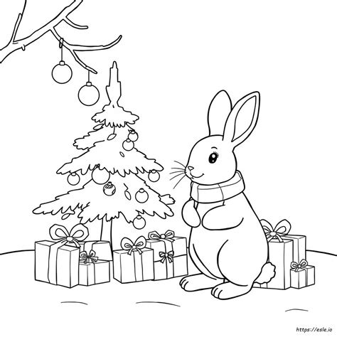 Christmas Rabbit Coloring Pages
