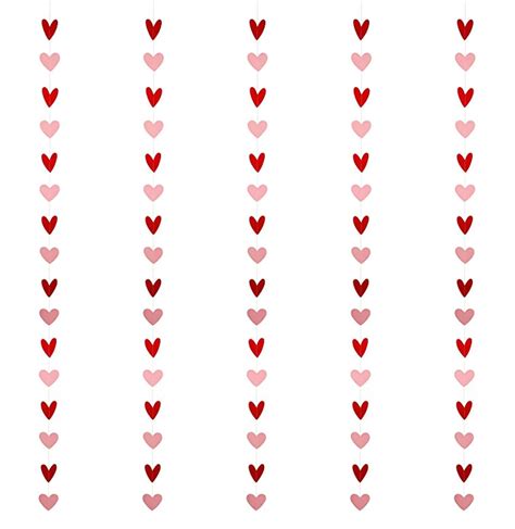 Red & Pink Heart Shape Streamer Garlands for Romantic Decoration - Pac ...