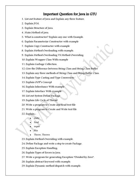 Java - Java ImP - Important Question for Java in GTU List out Feature ...