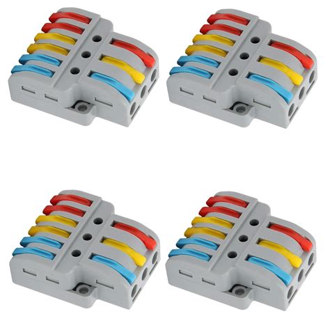 ROBOWAY 4Pcs Lever Wire Connectors, 3 in 6 Out Quick Wiring Cable ...