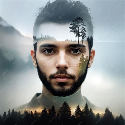 Premium Photo | Double Exposure Effect Portrait of a Person with Nature ...