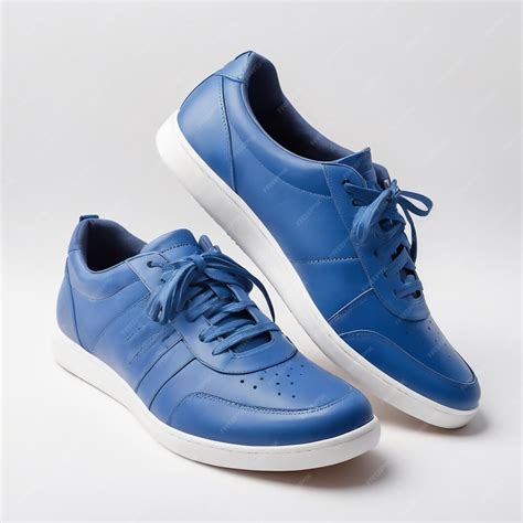 A pair of blue shoes with a white sole and blue laces | Premium AI ...