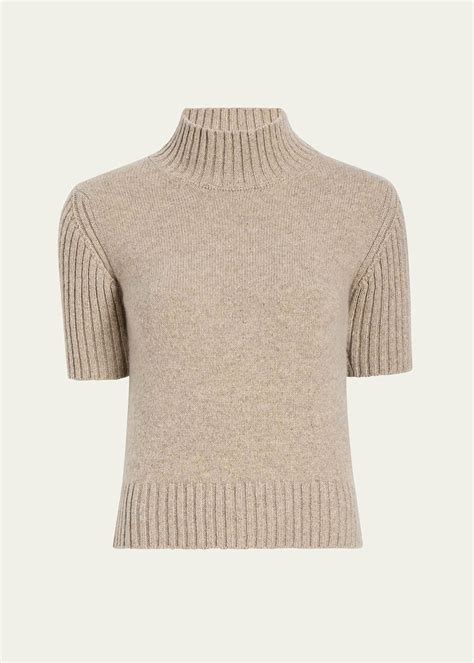 Khaite Talvi Turtleneck Short-Sleeve Cashmere Sweater - Bergdorf Goodman