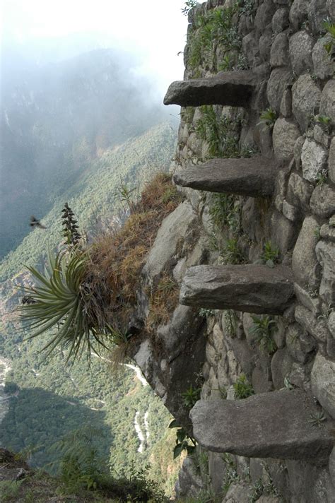 The 'Stairs of death' are a section of stone steps built by the Incas ...