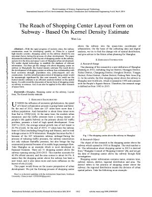 Fillable Online waset The Reach of Shopping Center Layout Form on ...