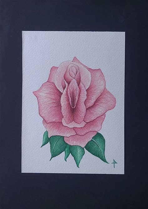 Rose Flower 5x7 Art Vulva Watercolor Yoni Art Vagina Painting Pussy ...
