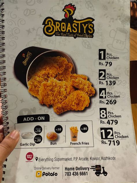 Menu at Broasty's Fried Chicken, Kozhikode