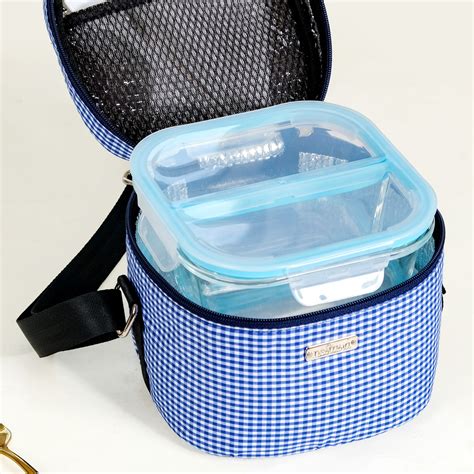 Blue Checked Lunch Bag With Insulation Online - Premium Lunch Bag ...