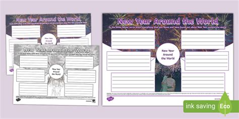New Year Around the World Mind Map