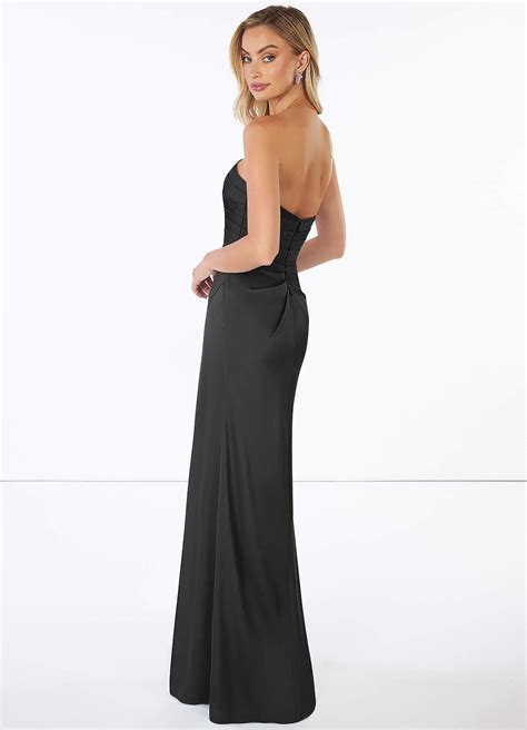 Black Azazie Lexie Stretch Satin Dress Bridesmaid Dresses | Azazie