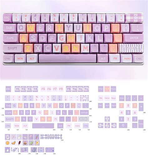 Stella-Lou Purple RABIT XDA Profile Cute Keycaps for Mechanical Gaming ...