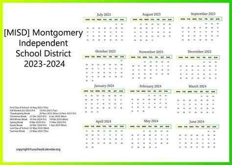 [MISD] Montgomery Independent School District Calendar 2023-24