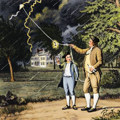 #ThisWeekinHistory 1752, Benjamin Franklin flies a kite during a thunderstorm and collects a ...