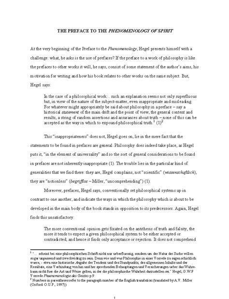 Preface to hegels phenomenology of spirit - THE PREFACE TO THE ...