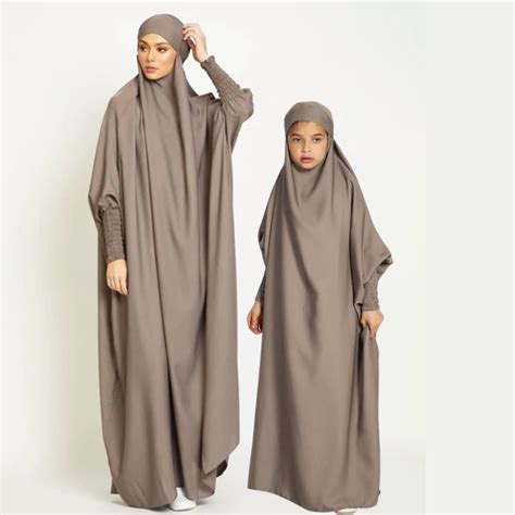 Mother and Daughter Matching Full Length Jilbab Abaya Beige Color with ...