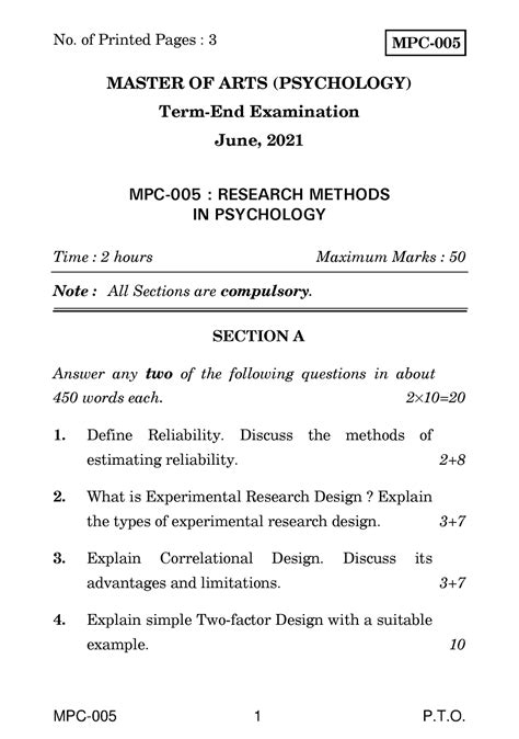 MPC-5 - Research methadology previous year question paper - MPC-005 1 P ...