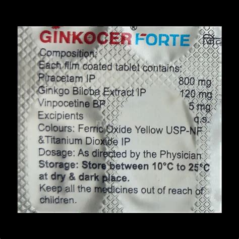 GINKOCER FORTE TABLET 10'S Price, Uses, Side Effects & Substitutes ...