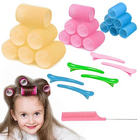 MAYCREATE® Heatless Hair Curler Roller Kit, 3 Sizes Self Grip Magic ...