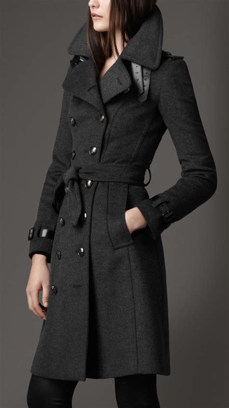 Black Wool Trench Coat Women