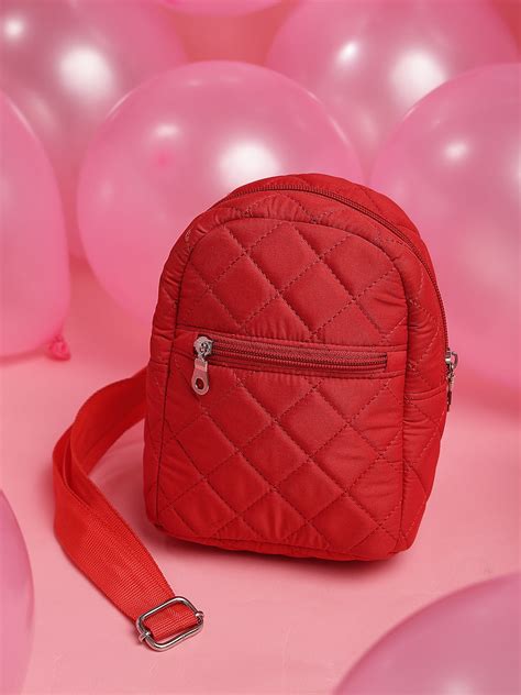 Anekaant Uno Valentine Red Polyester Diamond Quilted Sling Bag