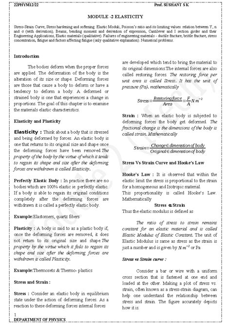 Module 2M - I'm good how are you bro - MODULE -2 ELASTICITY Stress ...
